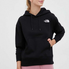 The North Face bluză Essential femei, culoarea negru, cu glugă, uni NF0A7ZJDJK31