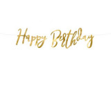 Banner happy birthday auriu 16.5x62 cm