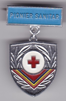 INSIGNA PIONIER Medalie Pionier sanitar Aluminiu vopsit foto