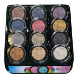 Fard de pleoape monocolor, Mineral Pure, Set mixt 12 bucati, Glitter, Revers