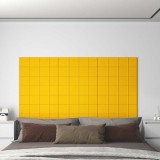 Panouri de perete, 12 buc., galben, 60x15 cm, Catifea, 1,08 m&sup2;