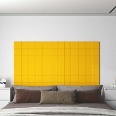 vidaXL Panouri de perete, 12 buc., galben, 60x15 cm, Catifea, 1,08 m&sup2;