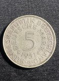 Moneda argint 5 mărci 1951G