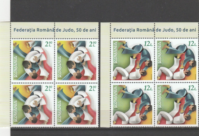 FEDERATIA ROMANA DE JUDO, SERIE IN BLOC DE PATRU,2018,NEUZAT,MNH,ROMANIA.