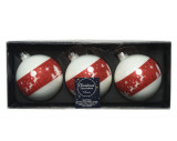 Set 3 globuri Santa w reindeer, Decoris, &Oslash;8 cm, sticla, alb/rosu