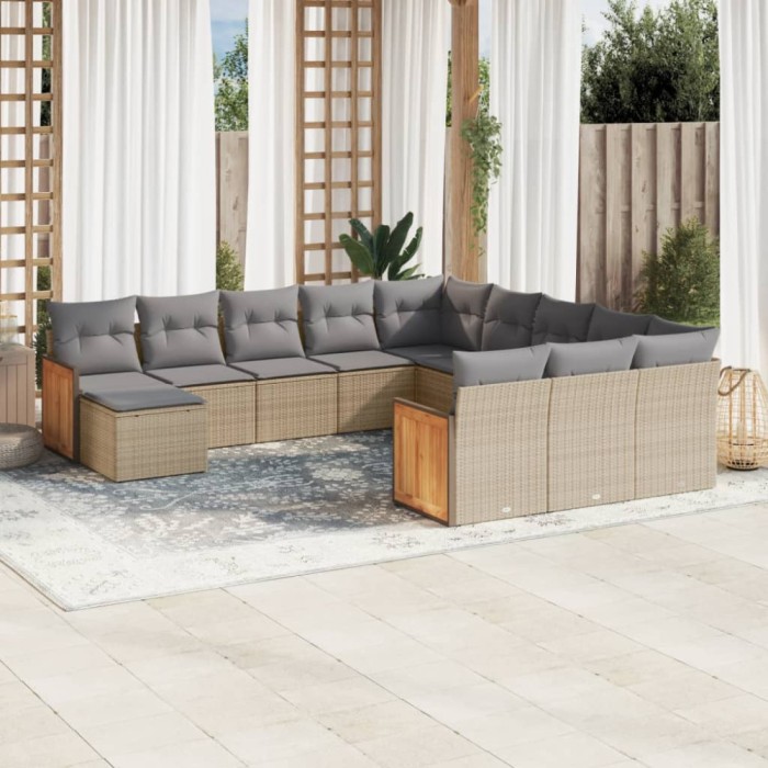 Gossi set canapele de gradina cu perne, 12 piese, bej, poliratan
