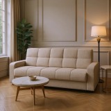 Canapea extensibila 3 locuri Thassos cu lada de depozitare, Bej - Maro, 220 x 70 x 90 cm