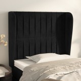 Gossi tablie de pat cu aripioare, negru, 103x23x118/128 cm, catifea