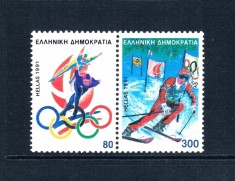 Grecia 1991 - Jocurile Olimpice Albertville, sport, schi, serie neuzata