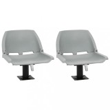 VidaXL Set scaun pliabil, 4 piese, fără pernă, gri, 48x51x41 cm