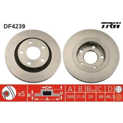 Set disc frana Audi A6 C5 (4b2) 01.97-12.05, A6 C5 Avant (4b5) 11.97-01.05, A8 D2 (4d2 4d8) 03.94-12.05, Spate, 269X21,9mm, ventilat, TRW foto