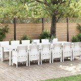 Set Masă Grădină vidaXL 13 Piese Alb Ratan Poly, Masă Grădină vidaXL Alb 200x100x73 cm Ratan Poly, Masă Grădină vidaXL Alb 150x100x73 cm Ratan Poly, S