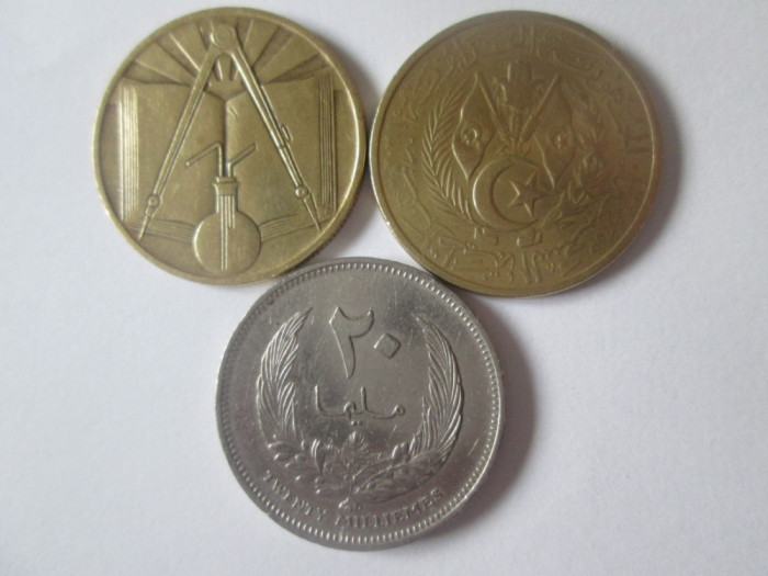 Lot 3 monede colectie:Algeria,Libia,vedeti imaginile