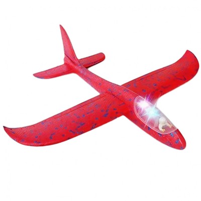 Avion Planor cu Pilot, Cyrax, Din Polistiren, Cu Lumini in Cabina Pilotului, Lungime 47 cm, Rosu foto