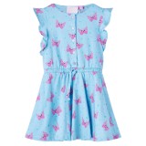 Rochie de copii cu nasturi fără m&acirc;neci, albastru 140, vidaXL