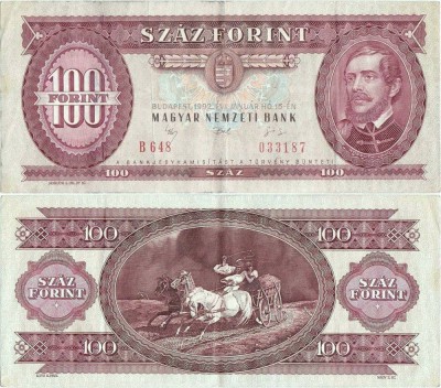 1992 ( 15 I ) , 100 forint ( P-174a ) - Ungaria foto