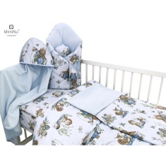 Set pentru bebelusi cu 6+1 piese, MimiNu, Cu paturica de infasat, Prosop, Paturica, Cearceaf 120x60 cm, Fata de perna, Husa pilo foto
