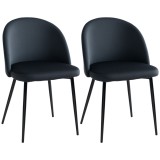 HOMCOM Lot de 2 scaune sala de mese scaun de bucătărie scandinav scaun din catifea tapitat cu picioare subțiri de metal | Aosom Romania