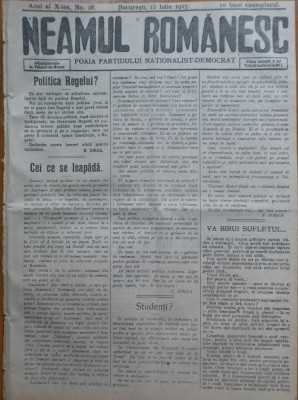 Ziarul Neamul romanesc , nr. 28 , 1915 , din perioada antisemita a lui N. Iorga foto
