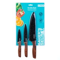 Set cutite bucatarie Baker Secret 3 piese, cutite inox cu protectie lama si maner ergonomic