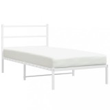 Cumpara ieftin Cadru de pat din metal cu tablie, alb, 100x200 cm