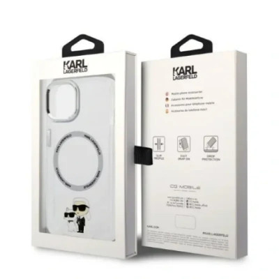 Husa Karl Lagerfeld MagSafe IML Karl and Choupette NFT pentru iPhone 13 Pro Max Transparent foto