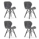 Set 4 scaune stil scandinav, Artool, Lago, piele ecologica, lemn, gri si negru, 47.5x36x74 cm