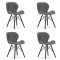 Set 4 scaune stil scandinav, Artool, Lago, piele ecologica, lemn, gri si negru, 47.5x36x74 cm