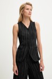 Answear Lab vestă de in culoarea negru, un singur rand de nasturi
