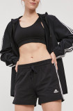 Adidas Pantaloni scurți GM5523 femei, culoarea negru, material neted, medium waist