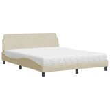 Cumpara ieftin Pat cu saltea, Dover, crem, 160x200 cm, material textil