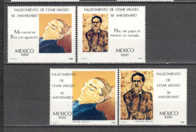 Mexic.1988 50 ani moarte C.Vallejo-poet PM.53 foto