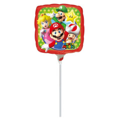 Balon Mini Folie Mario- 23 cm, umflat + bat si rozeta, Amscan 32028 foto