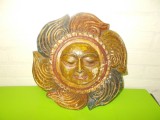 Arta asiatica SCULPTURA in LEMN - veche masca solara nepaleza , pictata manual
