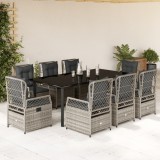 Gossi set mobilier gradina cu perne, 9 piese, gri, poliratan
