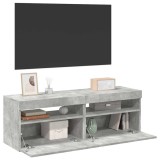 Comode TV cu lumini LED, 2 buc., gri beton, 60x35x40 cm
