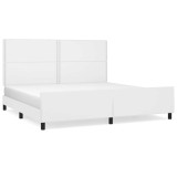 Cumpara ieftin Cadru de pat cu tablie, alb, 200x200 cm, piele ecologica