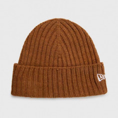 New Era căciulă Cuff Beanie culoarea maro, din tesatura unia, 60364240