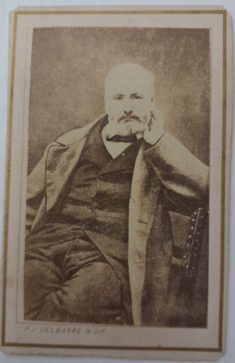 Foto CDV originala Victor Hugo scriitor sec XIX atelier foto P J Delbarre Paris