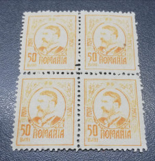 ROMANIA 1908 LP 66 Carol I Gravate bloc 50 bani MNH foto