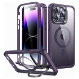 Husa telefon iphone 14 pro max si folie esr shock armor kickstand halolock, clear purple
