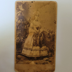 RARA CDV, Portret rochie crinolina, Foto Gondy & Egey, Debrecen, ca. 1865