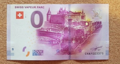!!! RARR : 0 EURO SOUVENIR - ELVETIA , SWISS VAPEUR PARC = TRENURI IN MINIATURA - 2017.1 - UNC // NU TRIMIT PRIN CURIER foto