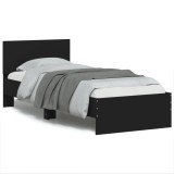 Cumpara ieftin Cadru de pat cu tăblie și lumini LED, negru, 75x190 cm