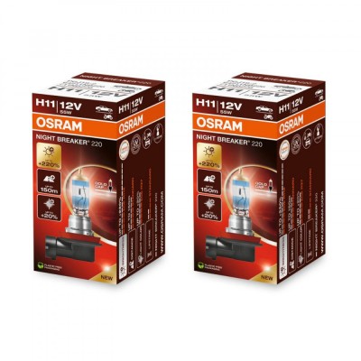 Pachet 2 becuri halogen H11 12V Osram Night Breaker 220% foto