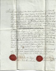 A3039N Act din anul anul 1828 recunoscand o datorie de 22 florini renani din anul 1821, Maramure?, cu sigilii in ceara ro?ie foto
