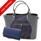 Set Cadou de dama Lavande Luxe: Geanta de Umar Piele Naturala Italia + Portofel La Scala Luxury