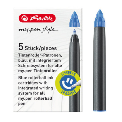 Rezerva roller my.pen cerneala albastra set 5 bucati - cutie de carton foto