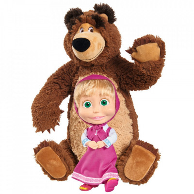 Set Masha and The Bear papusa Masha 23 cm si ursulet de plus 43 cm foto