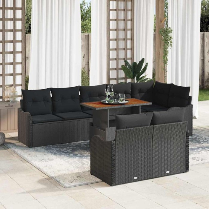 Set de canapele pentru grădină 9 pcs Negru 100 x 55 x 73 cm